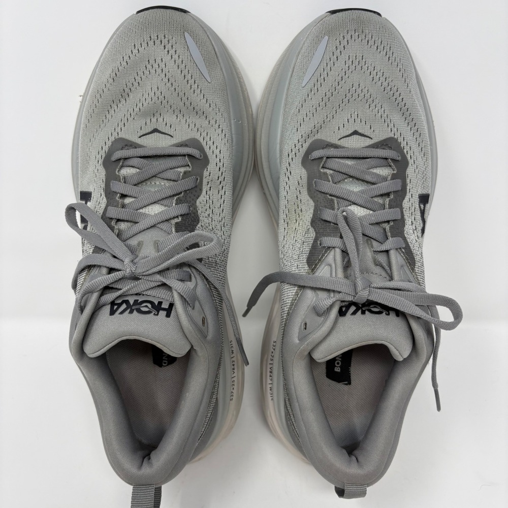 Hoka Bondi 8 Mens Size 9.5 Grey White Athletic Running Shoes (1123202 SHMS) - Picture 5 of 8